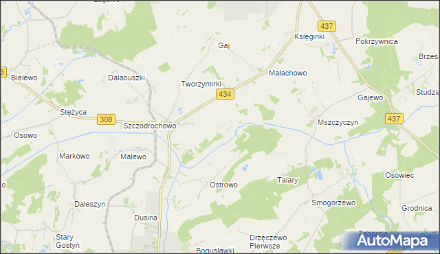 mapa Skowronki gmina Gostyń, Skowronki gmina Gostyń na mapie Targeo