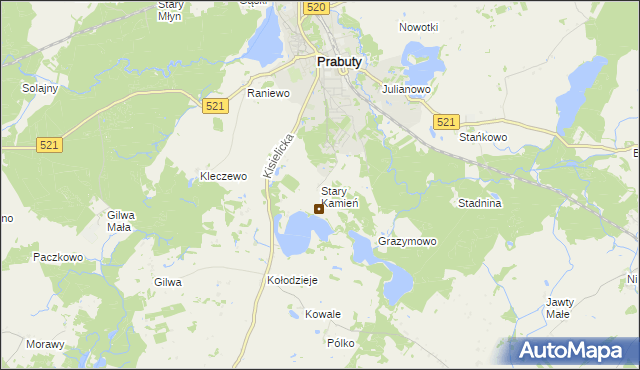 mapa Stary Kamień gmina Prabuty, Stary Kamień gmina Prabuty na mapie Targeo