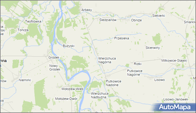 mapa Wierzchuca Nagórna, Wierzchuca Nagórna na mapie Targeo