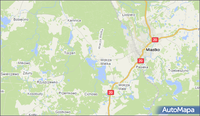 mapa Wołcza Wielka, Wołcza Wielka na mapie Targeo