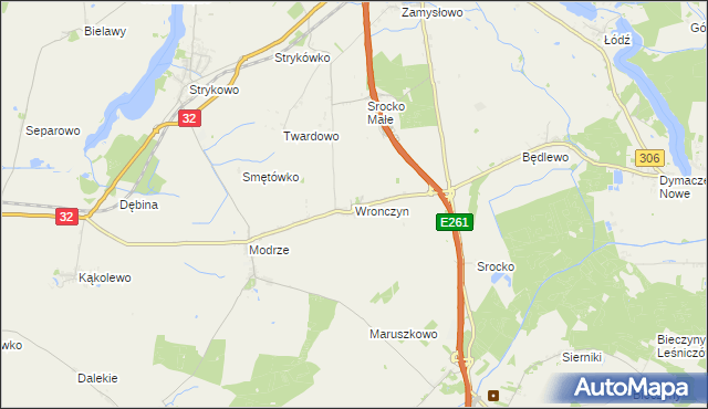 mapa Wronczyn gmina Stęszew, Wronczyn gmina Stęszew na mapie Targeo