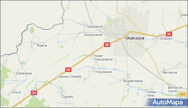 mapa Nowe Gołuszowice, Nowe Gołuszowice na mapie Targeo