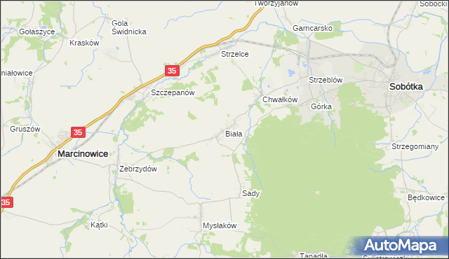 mapa Biała gmina Marcinowice, Biała gmina Marcinowice na mapie Targeo