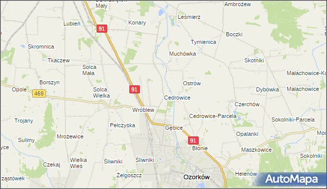 mapa Cedrowice, Cedrowice na mapie Targeo