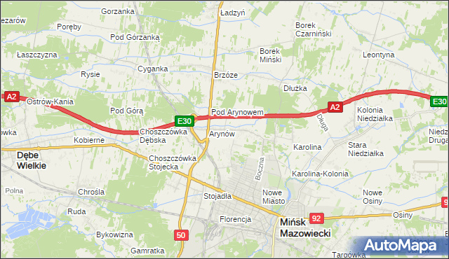 mapa Królewiec gmina Mińsk Mazowiecki, Królewiec gmina Mińsk Mazowiecki na mapie Targeo