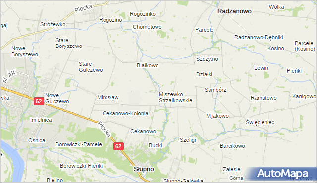 mapa Miszewko Strzałkowskie, Miszewko Strzałkowskie na mapie Targeo