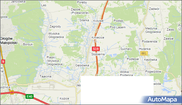 mapa Stobierna gmina Trzebownisko, Stobierna gmina Trzebownisko na mapie Targeo