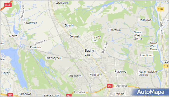 mapa Suchy Las powiat poznański, Suchy Las powiat poznański na mapie Targeo