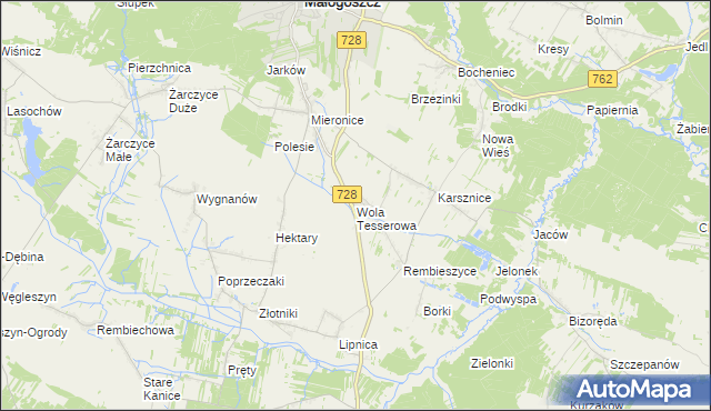 mapa Wola Tesserowa, Wola Tesserowa na mapie Targeo