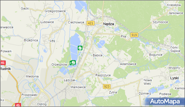 mapa Babice gmina Nędza, Babice gmina Nędza na mapie Targeo