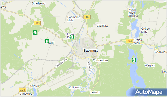 mapa Babimost, Babimost na mapie Targeo