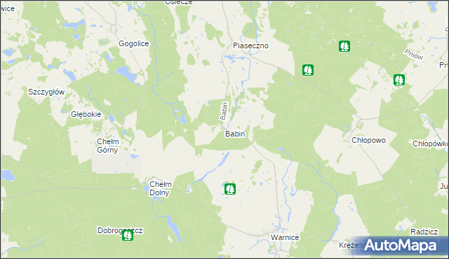 mapa Babin gmina Trzcińsko-Zdrój, Babin gmina Trzcińsko-Zdrój na mapie Targeo