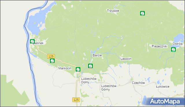 mapa Barcie gmina Cedynia, Barcie gmina Cedynia na mapie Targeo