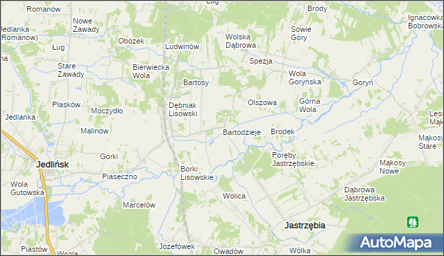 mapa Bartodzieje gmina Jastrzębia, Bartodzieje gmina Jastrzębia na mapie Targeo