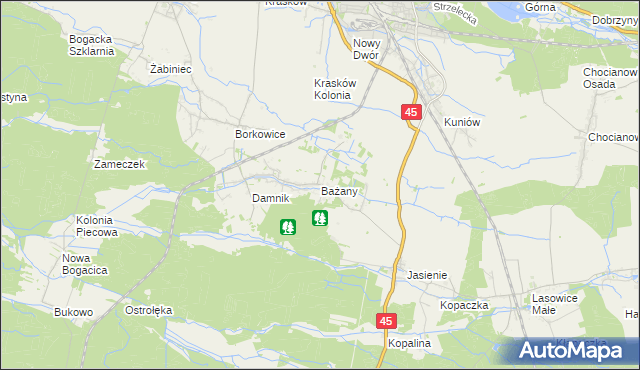 mapa Bażany, Bażany na mapie Targeo