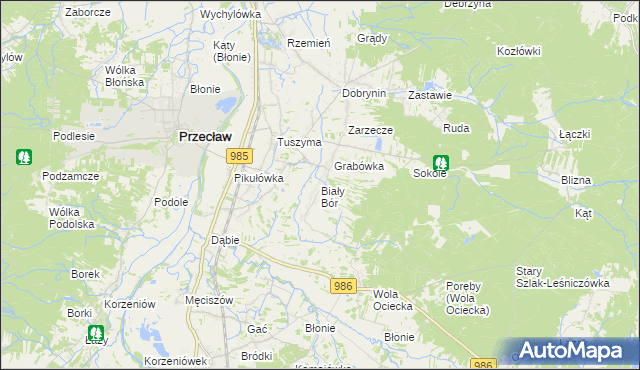 mapa Biały Bór gmina Przecław, Biały Bór gmina Przecław na mapie Targeo