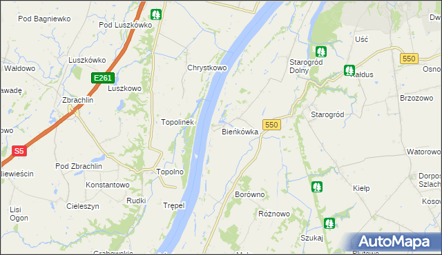 mapa Bieńkówka gmina Chełmno, Bieńkówka gmina Chełmno na mapie Targeo