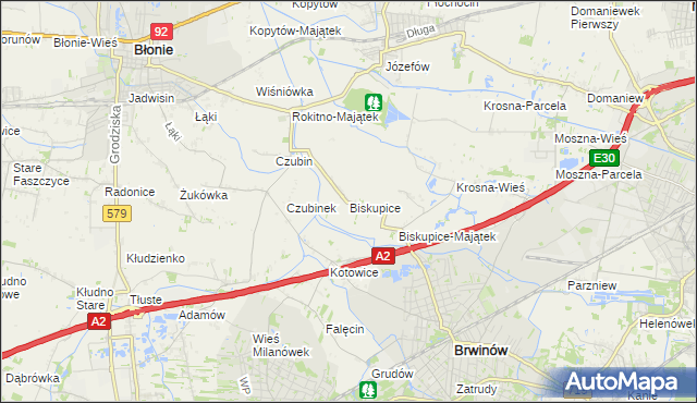 mapa Biskupice gmina Brwinów, Biskupice gmina Brwinów na mapie Targeo