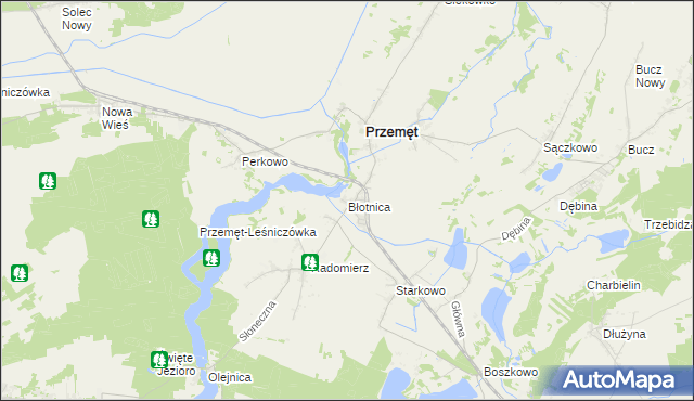mapa Błotnica gmina Przemęt, Błotnica gmina Przemęt na mapie Targeo