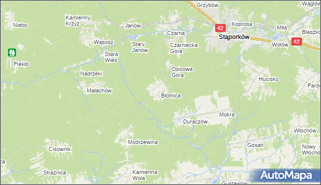 mapa Błotnica gmina Stąporków, Błotnica gmina Stąporków na mapie Targeo