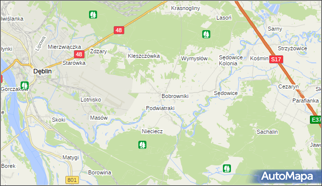 mapa Bobrowniki gmina Ryki, Bobrowniki gmina Ryki na mapie Targeo