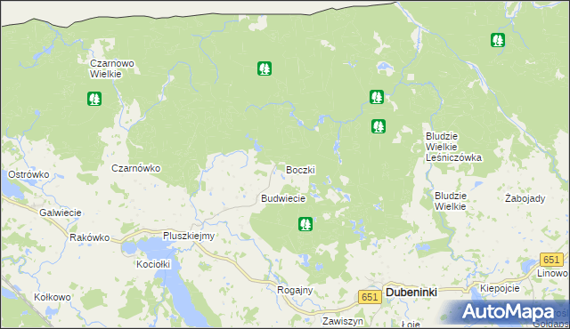 mapa Boczki gmina Dubeninki, Boczki gmina Dubeninki na mapie Targeo