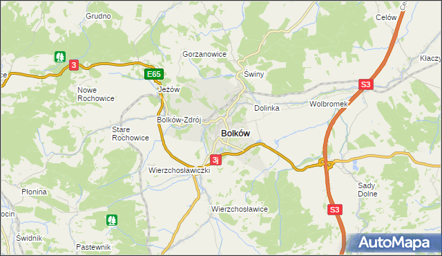 mapa Bolków powiat jaworski, Bolków powiat jaworski na mapie Targeo