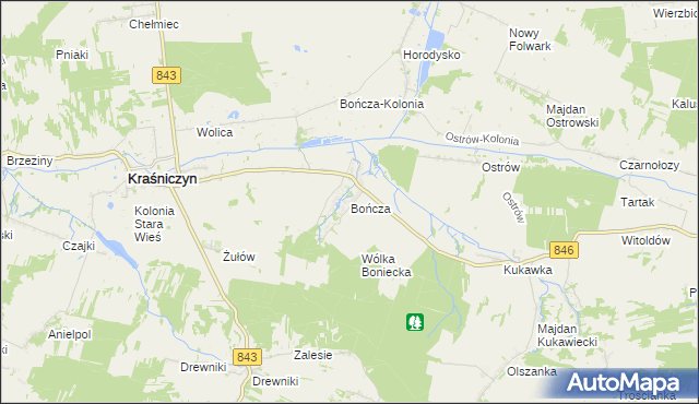 mapa Bończa gmina Kraśniczyn, Bończa gmina Kraśniczyn na mapie Targeo