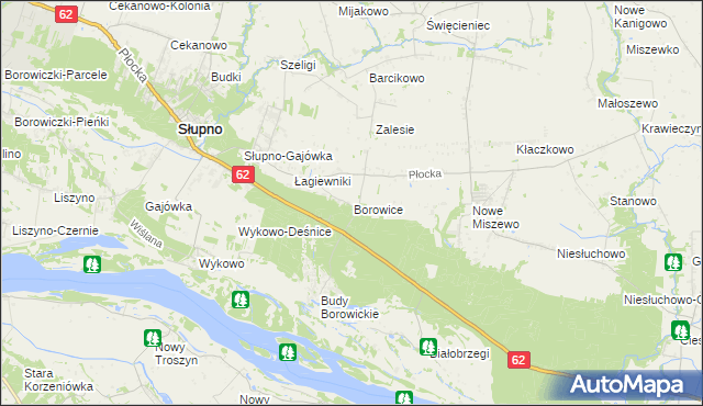 mapa Borowice gmina Bodzanów, Borowice gmina Bodzanów na mapie Targeo