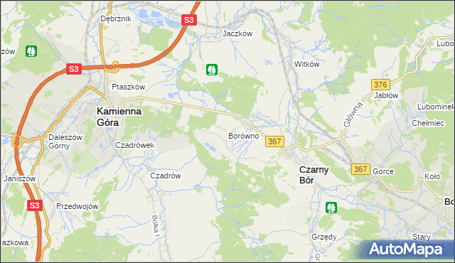 mapa Borówno gmina Czarny Bór, Borówno gmina Czarny Bór na mapie Targeo