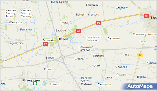 mapa Borysławice Zamkowe, Borysławice Zamkowe na mapie Targeo