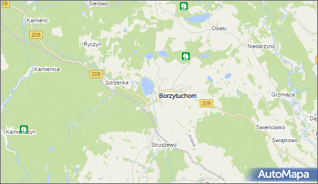 mapa Borzytuchom, Borzytuchom na mapie Targeo