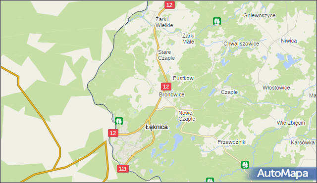 mapa Bronowice gmina Trzebiel, Bronowice gmina Trzebiel na mapie Targeo