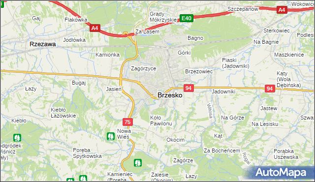 mapa Brzesko, Brzesko na mapie Targeo