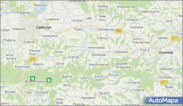 mapa Brzozowa gmina Gromnik, Brzozowa gmina Gromnik na mapie Targeo