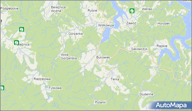 mapa Bukowiec gmina Solina, Bukowiec gmina Solina na mapie Targeo