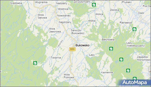 mapa Bukowsko, Bukowsko na mapie Targeo