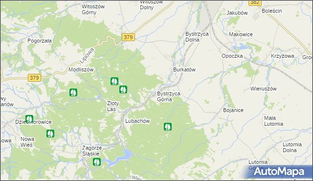 mapa Bystrzyca Górna, Bystrzyca Górna na mapie Targeo