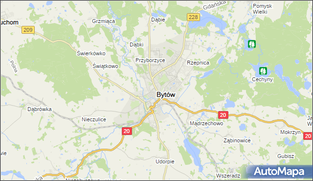 mapa Bytów, Bytów na mapie Targeo
