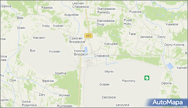 mapa Chabielice, Chabielice na mapie Targeo