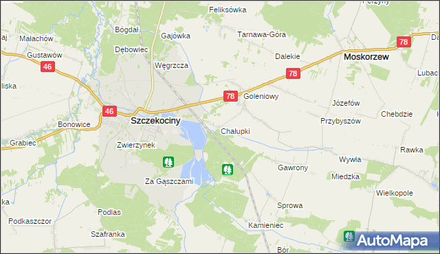 mapa Chałupki gmina Szczekociny, Chałupki gmina Szczekociny na mapie Targeo