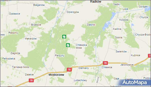 mapa Chlewska Wola, Chlewska Wola na mapie Targeo