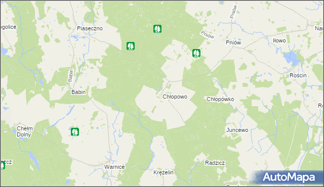 mapa Chłopowo gmina Myślibórz, Chłopowo gmina Myślibórz na mapie Targeo