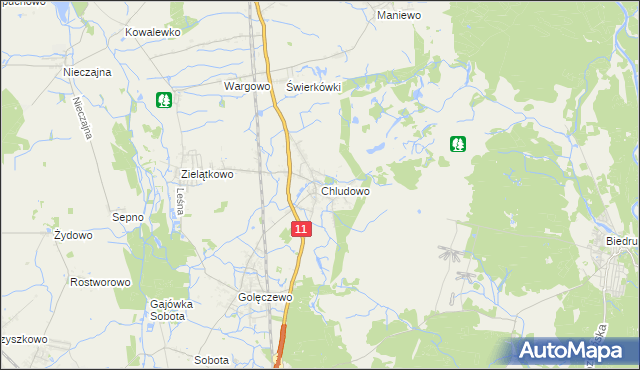 mapa Chludowo, Chludowo na mapie Targeo