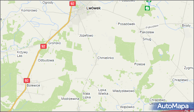 mapa Chmielinko, Chmielinko na mapie Targeo