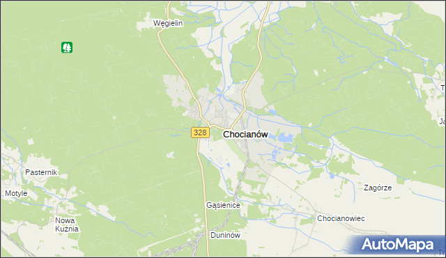 mapa Chocianów, Chocianów na mapie Targeo