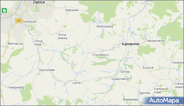 mapa Chociebórz, Chociebórz na mapie Targeo