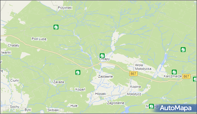 mapa Chrapy, Chrapy na mapie Targeo