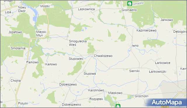 mapa Chwaliszewo gmina Kcynia, Chwaliszewo gmina Kcynia na mapie Targeo