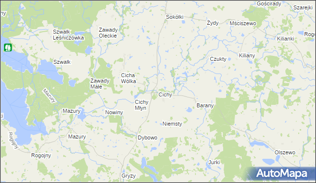mapa Cichy gmina Świętajno, Cichy gmina Świętajno na mapie Targeo